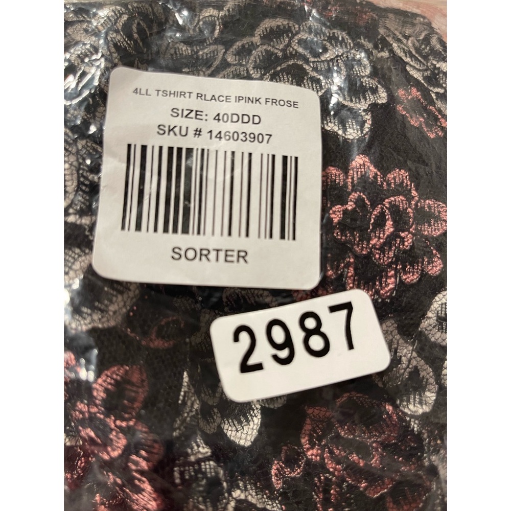 Torrid Floral Lace Underwire Bra - Black and Pink NWT SZ 40DDD - Picture 7 of 11